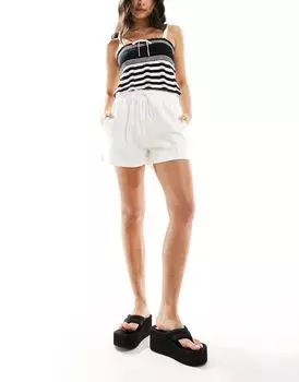 Бежевые шорты-пули из льняной смеси Stradivarius