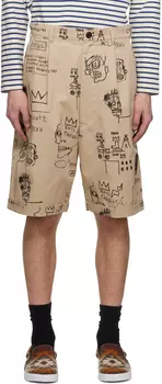 Бежевые шорты с принтом Junya Watanabe