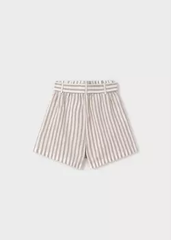 Бежевые шорты в полоску для девочек MAYORAL, бежевый