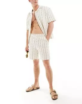 Бежевые шорты в полоску Pull&Bear