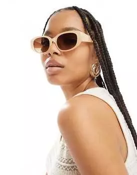 Бежевые солнцезащитные очки Object– в овальной оправе