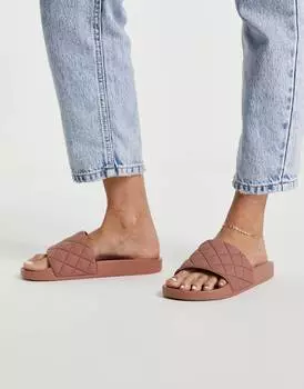 Бежевые стеганые шлепанцы ASOS DESIGN Flare