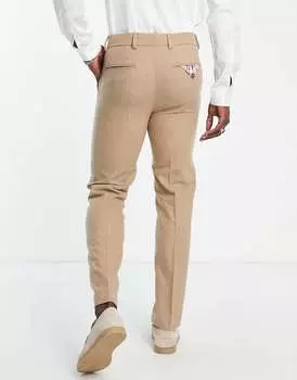 Бежевые свадебные твидовые костюмные брюки Harry Brown