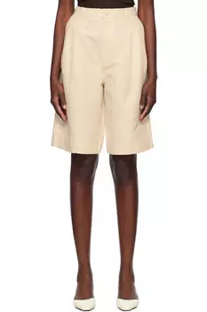 Бежевые свободные плиссированные шорты из хлопка и льна Filippa K