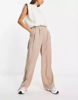 Бежевые свободные широкие брюки ASOS