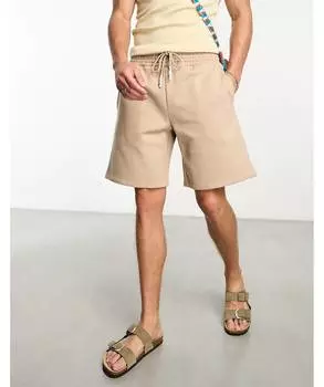 Бежевые свободные шорты из плотного джерси ASOS DESIGN