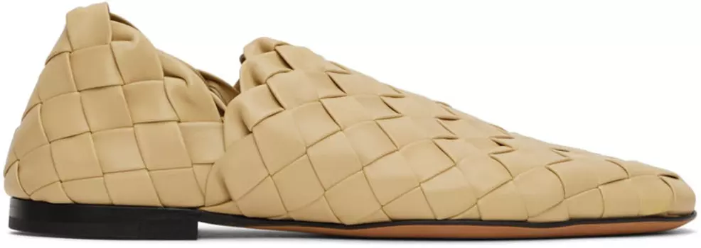 Бежевые тапочки Intrecaccio Lagoon Bottega Veneta