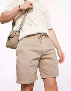 Бежевые тканые шорты Bershka