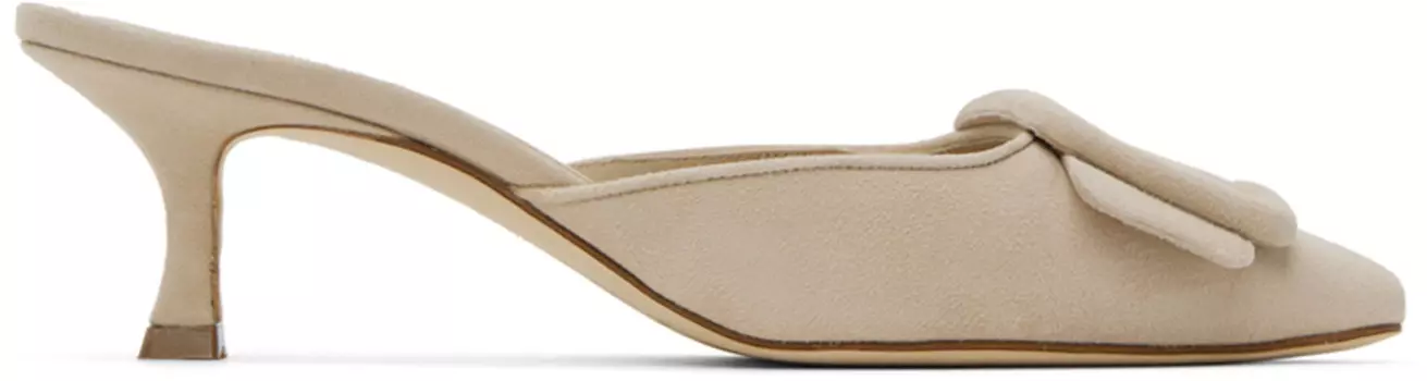 Бежевые туфли-мофели Maysale 50 Manolo Blahnik