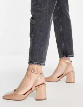 Бежевые туфли на каблуке ASOS DESIGN Stelle