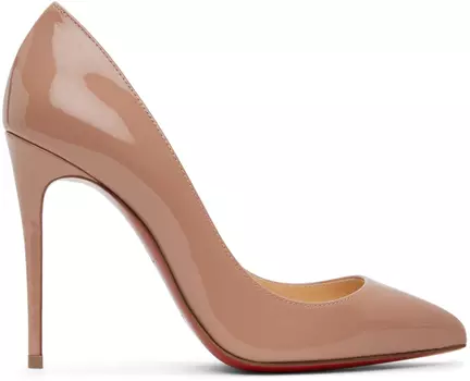 Бежевые туфли на каблуке Pigalle Follies 100 Christian Louboutin