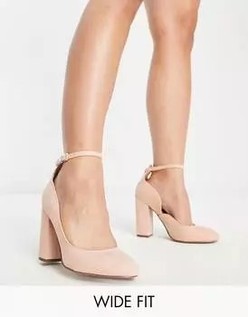 Бежевые туфли на высоком каблуке ASOS DESIGN Wide Fit