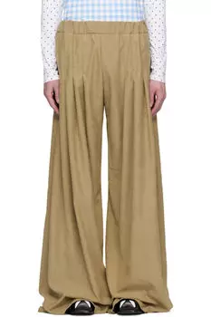 Бежевые ультра-оверсайз брюки со складками ANDREJ GRONAU