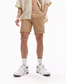 Бежевые узкие шорты чиносы ASOS DESIGN