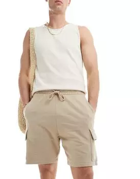 Бежевые узкие шорты с карманом-карго ASOS DESIGN