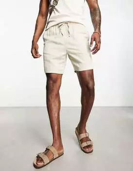 Бежевые узкие текстурные шорты средней длины ASOS DESIGN