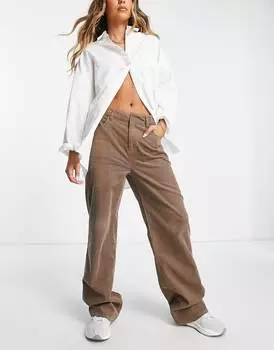 Бежевые вельветовые брюки с напуском ASOS DESIGN ASOS DESIGN