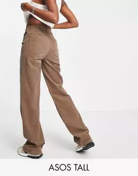 Бежевые вельветовые брюки с напуском ASOS DESIGN Tall
