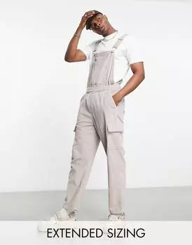 Бежевые вельветовые комбинезоны ASOS DESIGN