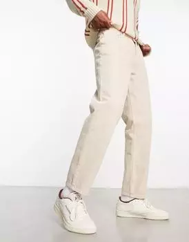 Бежевые винтажные джинсы прямого кроя Bershka