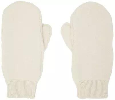 Бежевые вязаные варежки Jil Sander