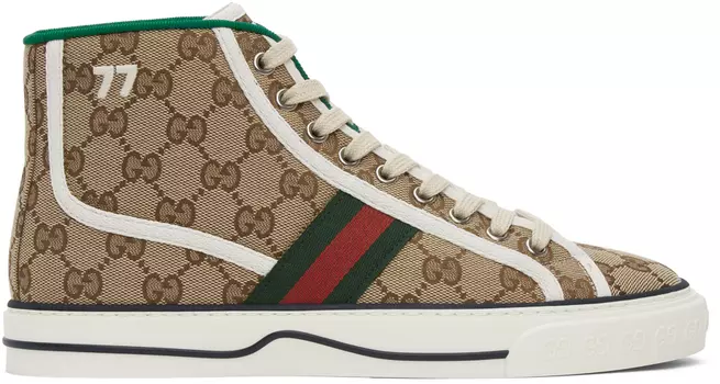 Бежевые высокие кеды 'Gucci Tennis 1977'