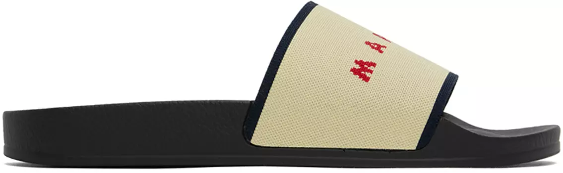 Бежевые жаккардовые шлепанцы Marni