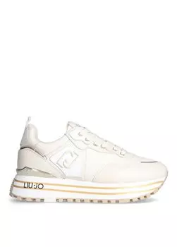 Бежевые женские кожаные кроссовки LIUJO MAXI WONDER 01 Lu Jo, бежевый