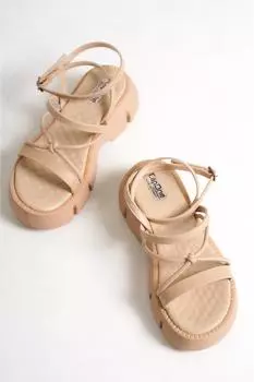 Бежевые женские сандалии Capone на толстой подошве с ремешком на щиколотке и удобной подошвой Capone Outfitters, бежевый