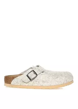 Бежевые женские зимние домашние тапочки Birkenstock