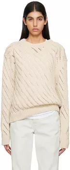 Бежевый ажурный свитер с диагональю LEMAIRE