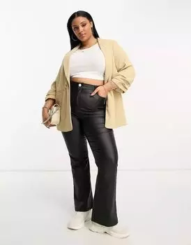 Бежевый блейзер River Island с плиссированной деталью на рукаве, однотонный