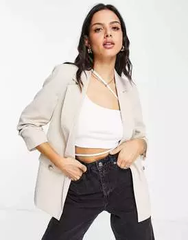 Бежевый блейзер со сборками на рукавах River Island