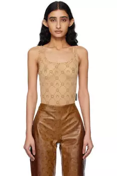 Бежевый боди из переработанной сетчатой ткани Marine Serre