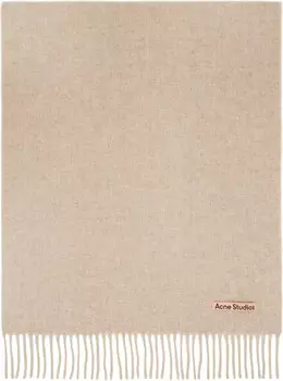 Бежевый большой шерстяной шарф с бахромой Acne Studios