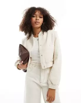 Бежевый бомбер из букле с сильными плечами ASOS DESIGN