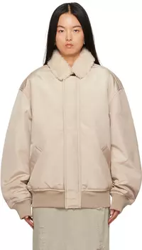 Бежевый бомбер из искусственной овчины на молнии Acne Studios