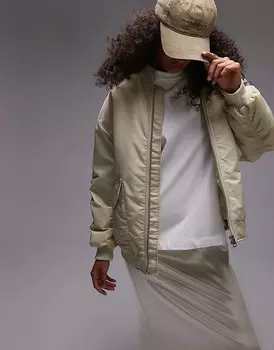 Бежевый бомбер Topshop Stone из нейлона с воротником