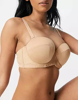 Бежевый бюстгальтер без бретелек с объемным бюстом Ivory Rose