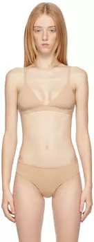 Бежевый бюстгальтер без косточек с треугольными чашечками SKIMS