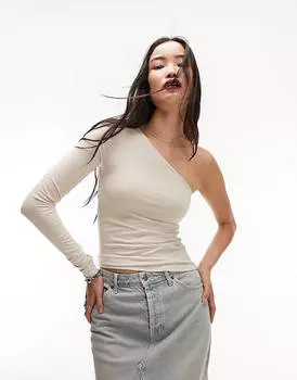 Бежевый цвет Topshop Premium Clean на одно плечо
