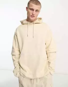 Бежевый двухслойный свитшот оверсайз ASOS DESIGN