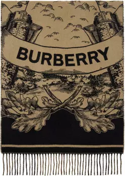 Бежевый двусторонний шарф EKD из кашемира Burberry, Archive beige