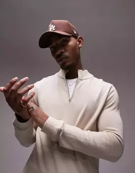 Бежевый джемпер на молнии Topman Essentials