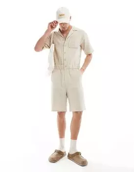 Бежевый фактурный комбинезон ASOS DESIGN