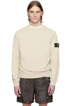 Бежевый флисовый свитшот Mafil с эффектом старины Stone Island