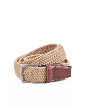 Бежевый гладкий эластичный плетеный мужской ремень Miguel Bellido