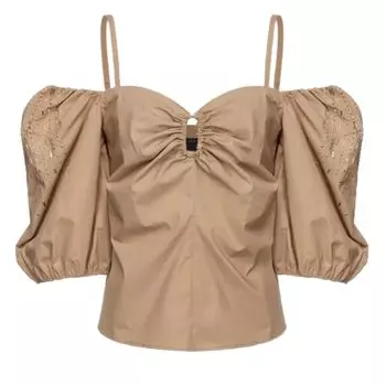 Бежевый хлопковый свитер Pinko
