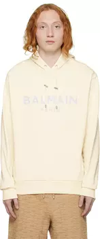 Бежевый худи с принтом Balmain