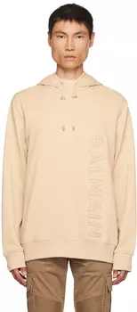 Бежевый худи с тиснением Balmain
